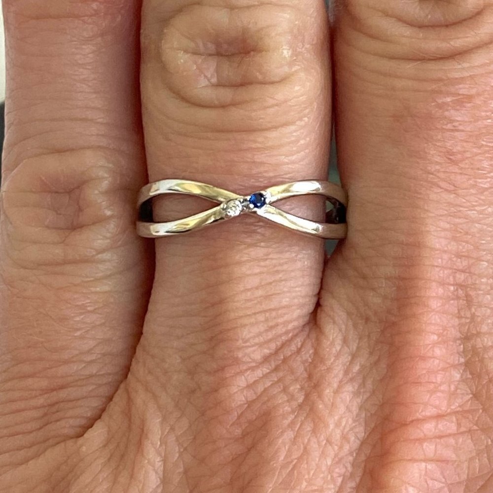 Story Jewellry Sterling Silver 925 Best Friends Girl Gang CZ Infinity Ring Sz 7